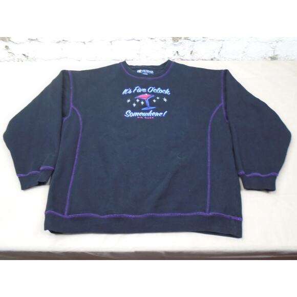 Vintage 90s Big Dogs "It's 5 O'Clock Somewhere" Cocktail Sweatshirt Size Medium - Picture 1 of 9